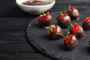 Strawberries covered in chocolate